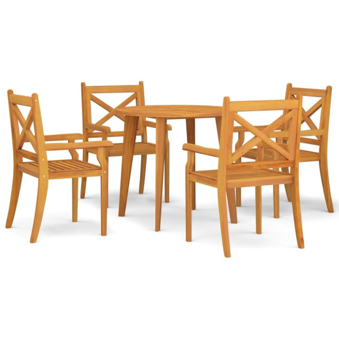 5 Piece Garden Dining Set Solid Wood Acacia Tbpikkn
