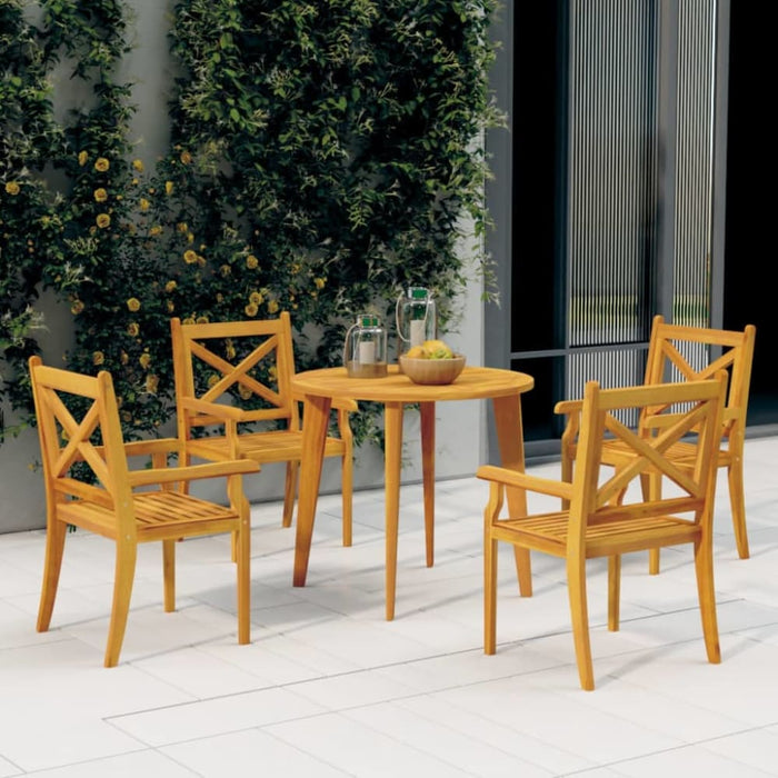 5 Piece Garden Dining Set Solid Wood Acacia Tbpikkn