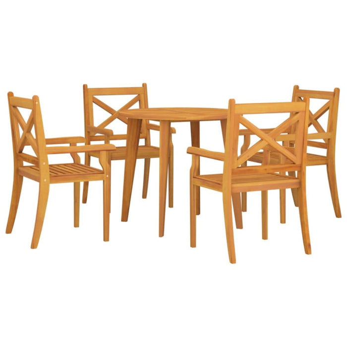 5 Piece Garden Dining Set Solid Wood Acacia Tbpikkn