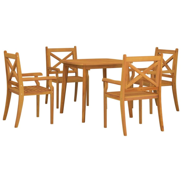 5 Piece Garden Dining Set Solid Wood Acacia Tbpnbbb