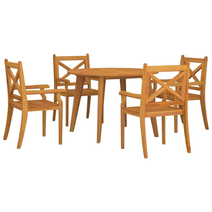 5 Piece Garden Dining Set Solid Wood Acacia Tbpnbbo