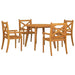 5 Piece Garden Dining Set Solid Wood Acacia Tbpnbbo