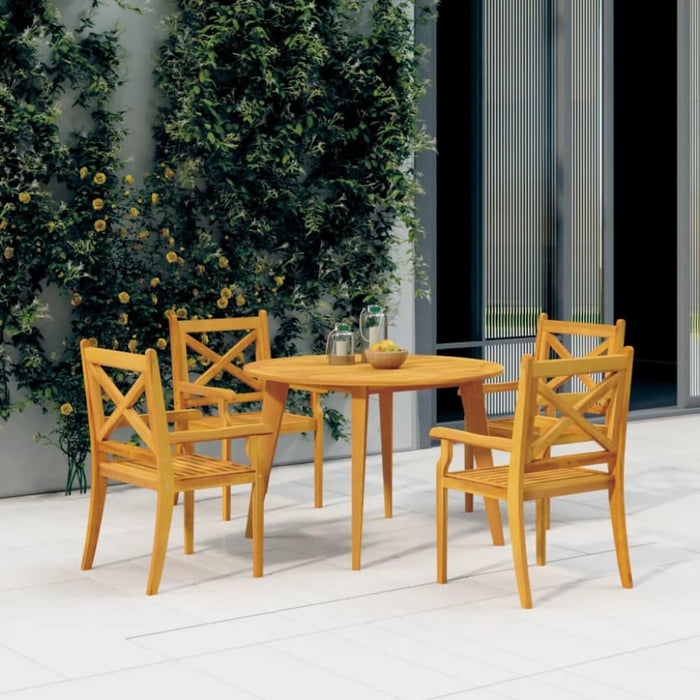 5 Piece Garden Dining Set Solid Wood Acacia Tbpnbbo