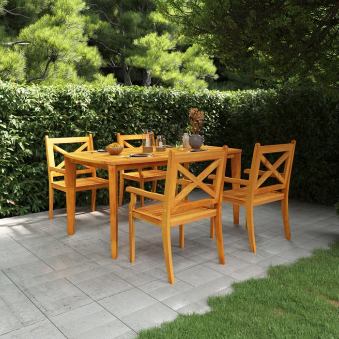 5 Piece Garden Dining Set Solid Wood Acacia Tbpnbbt