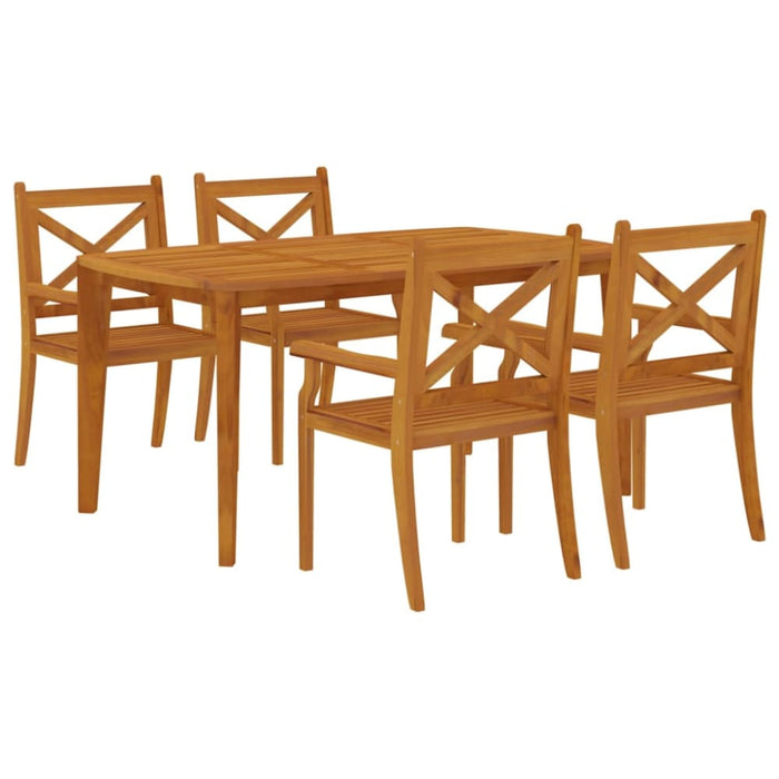5 Piece Garden Dining Set Solid Wood Acacia Tbpnbbt