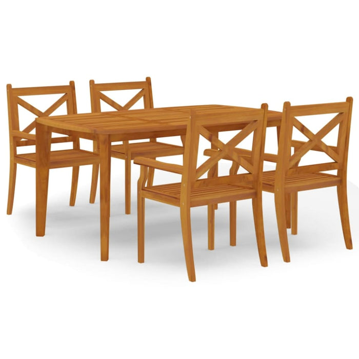 5 Piece Garden Dining Set Solid Wood Acacia Tbpnbbt