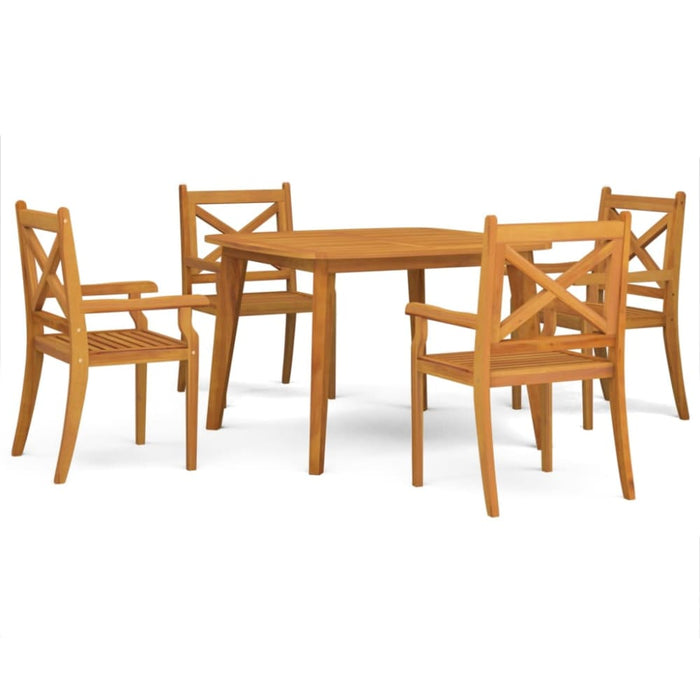 5 Piece Garden Dining Set Solid Wood Acacia Tbpnbbx
