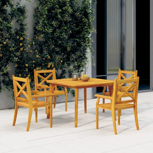 5 Piece Garden Dining Set Solid Wood Acacia Tbpnbbx