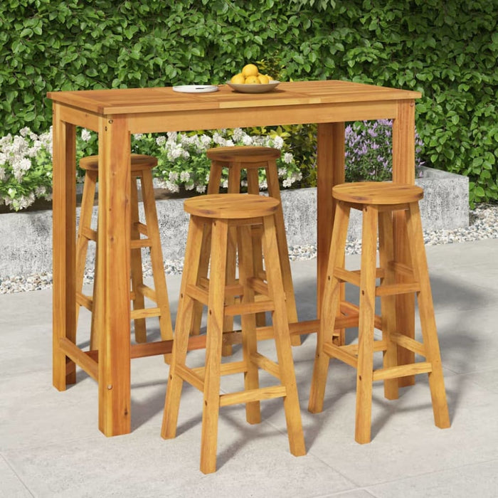 5 Piece Garden Dining Set Solid Wood Acacia Topatka