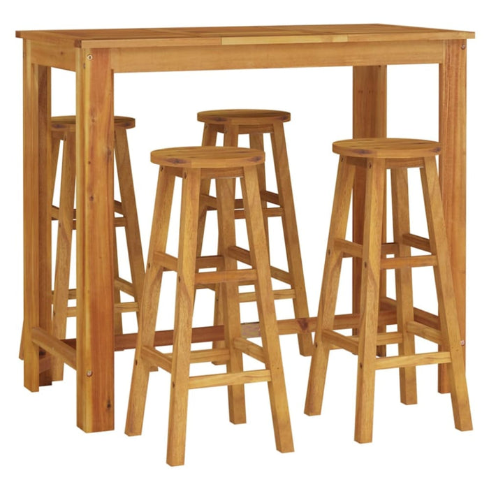 5 Piece Garden Dining Set Solid Wood Acacia Topatka