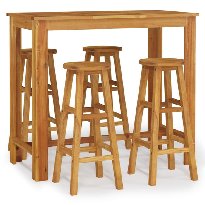 5 Piece Garden Dining Set Solid Wood Acacia Topatka
