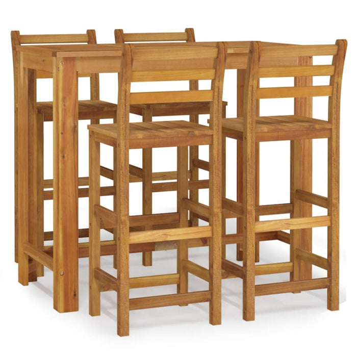 5 Piece Garden Dining Set Solid Wood Acacia Topatkl