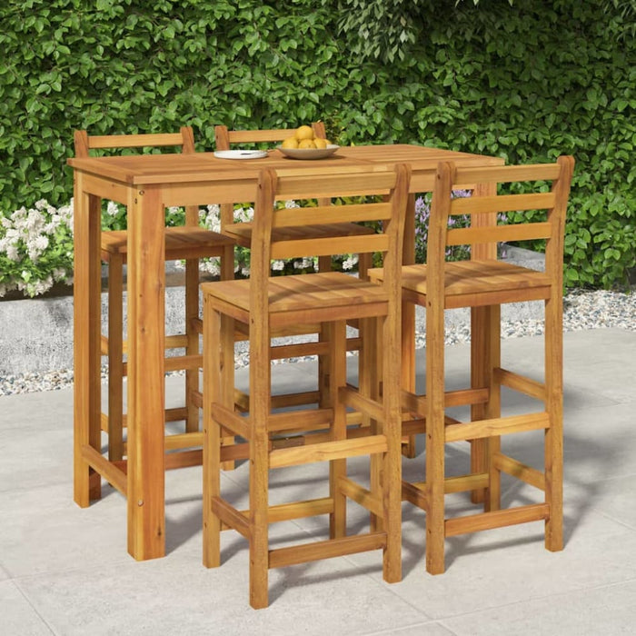 5 Piece Garden Dining Set Solid Wood Acacia Topatkl