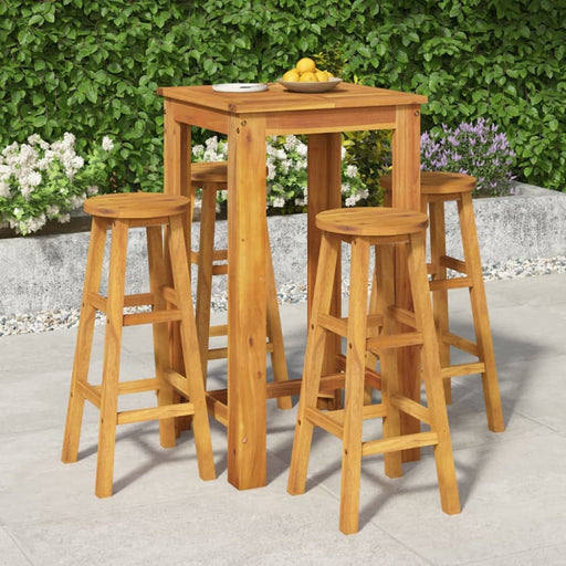 5 Piece Garden Dining Set Solid Wood Acacia Topatnk