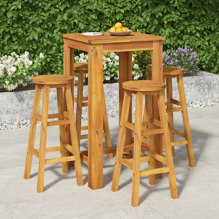 5 Piece Garden Dining Set Solid Wood Acacia Topatnk