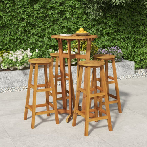 5 Piece Garden Dining Set Solid Wood Acacia Topatno