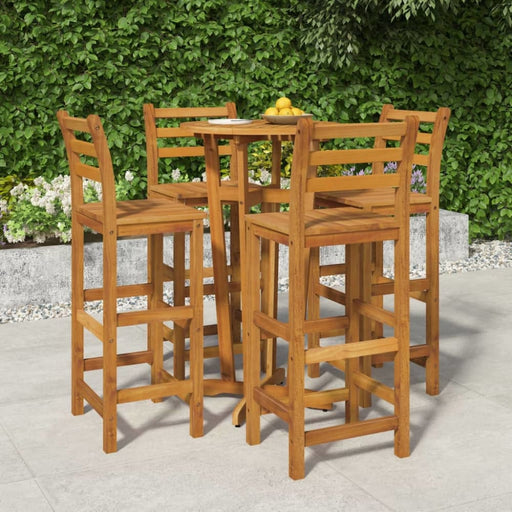 5 Piece Garden Dining Set Solid Wood Acacia Topatnt
