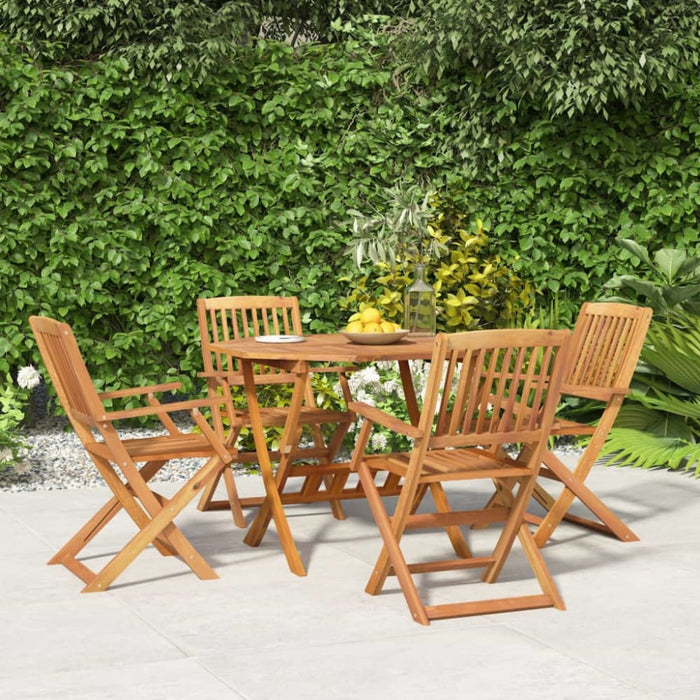5 Piece Garden Dining Set Solid Wood Acacia Topxkbo