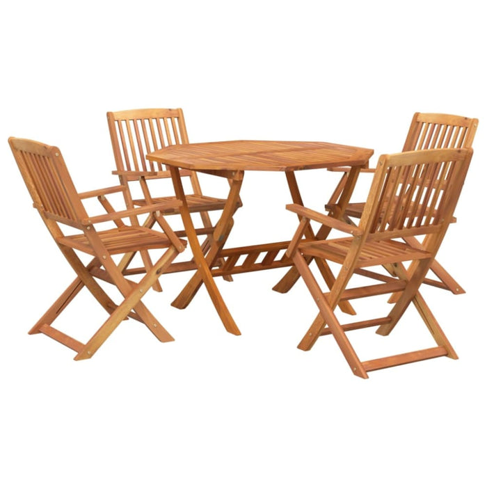 5 Piece Garden Dining Set Solid Wood Acacia Topxkbo