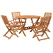 5 Piece Garden Dining Set Solid Wood Acacia Topxkbo