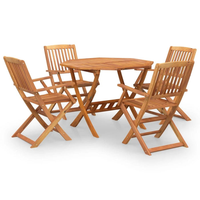 5 Piece Garden Dining Set Solid Wood Acacia Topxkbo