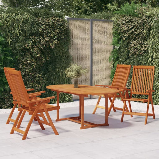5 Piece Garden Dining Set Solid Wood Eucalyptus Tbnittp