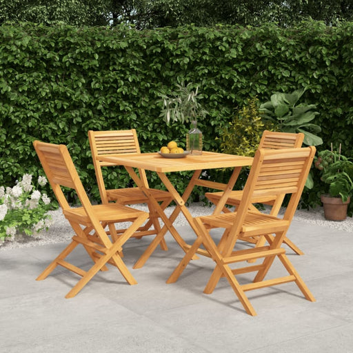 5 Piece Garden Dining Set Solid Wood Teak Toppbab