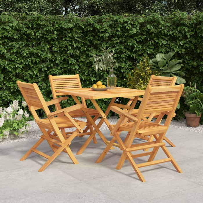 5 Piece Garden Dining Set Solid Wood Teak Toppbao
