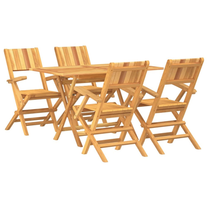 5 Piece Garden Dining Set Solid Wood Teak Toppbbk