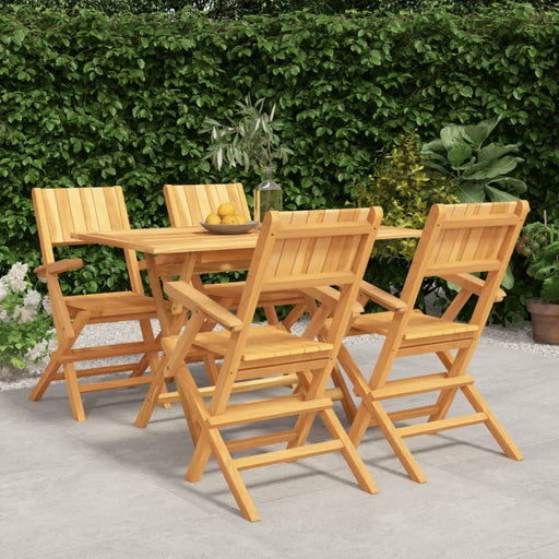 5 Piece Garden Dining Set Solid Wood Teak Toppbbk