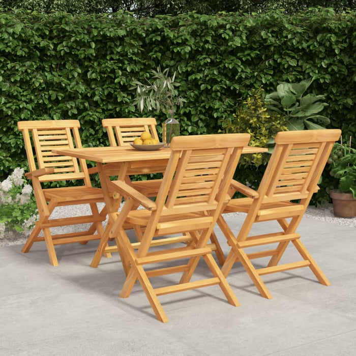 5 Piece Garden Dining Set Solid Wood Teak Toppbbo