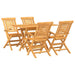 5 Piece Garden Dining Set Solid Wood Teak Toppbbo