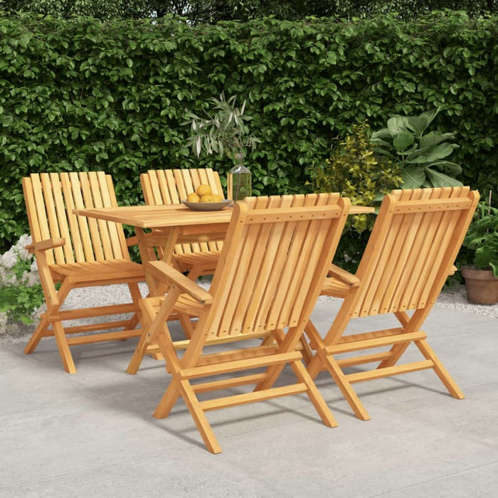 5 Piece Garden Dining Set Solid Wood Teak Toppbbp