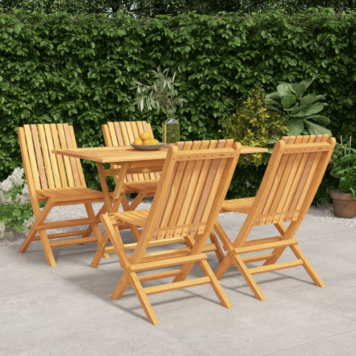 5 Piece Garden Dining Set Solid Wood Teak Toppbbt