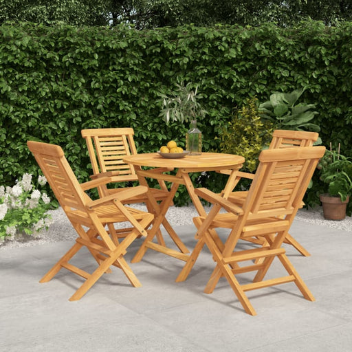 5 Piece Garden Dining Set Solid Wood Teak Toppboi