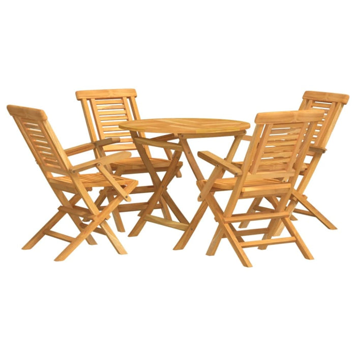 5 Piece Garden Dining Set Solid Wood Teak Toppboi