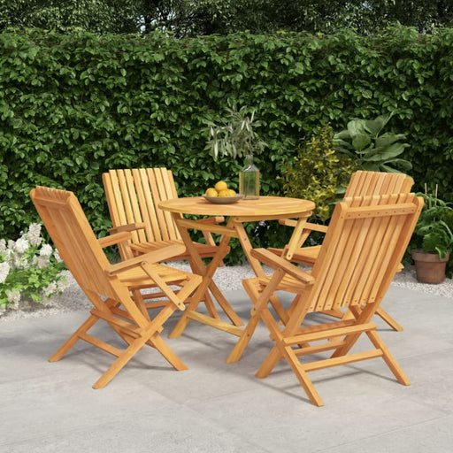 5 Piece Garden Dining Set Solid Wood Teak Toppbok