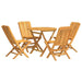 5 Piece Garden Dining Set Solid Wood Teak Toppbon