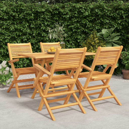 5 Piece Garden Dining Set Solid Wood Teak Toppbot