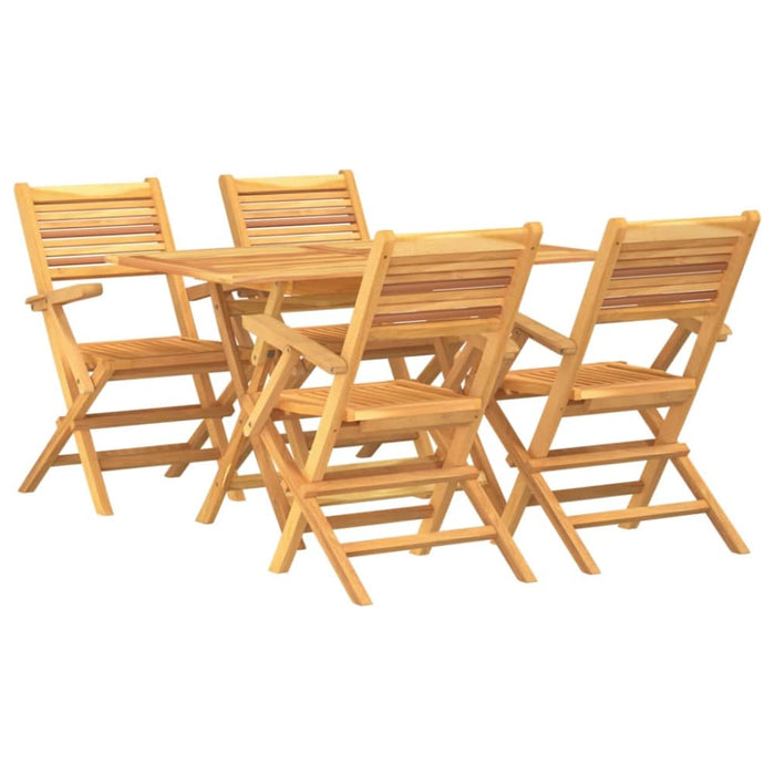 5 Piece Garden Dining Set Solid Wood Teak Toppbot