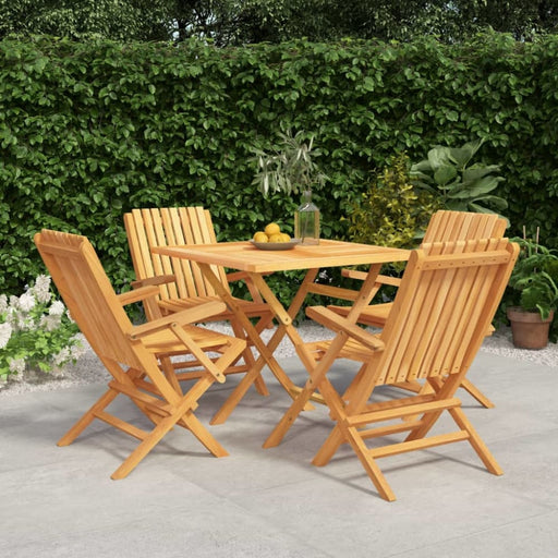5 Piece Garden Dining Set Solid Wood Teak Toppbti