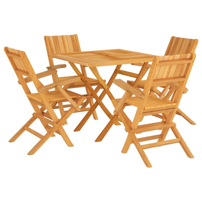 5 Piece Garden Dining Set Solid Wood Teak Toppbtk