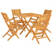 5 Piece Garden Dining Set Solid Wood Teak Toppbtk