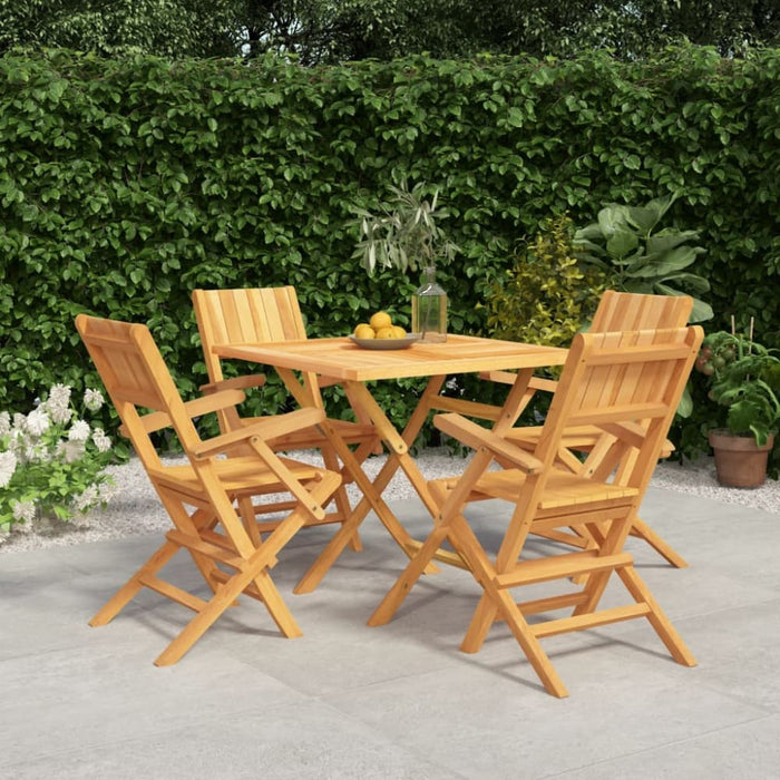 5 Piece Garden Dining Set Solid Wood Teak Toppbtk