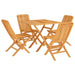 5 Piece Garden Dining Set Solid Wood Teak Toppbtl