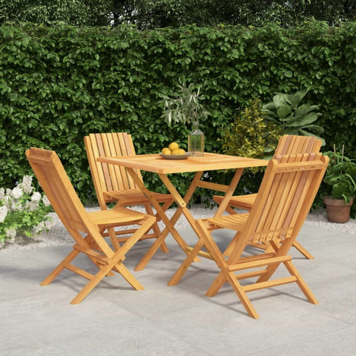 5 Piece Garden Dining Set Solid Wood Teak Toppbtl