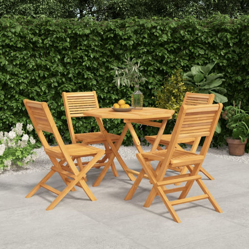 5 Piece Garden Dining Set Solid Wood Teak Toppbto