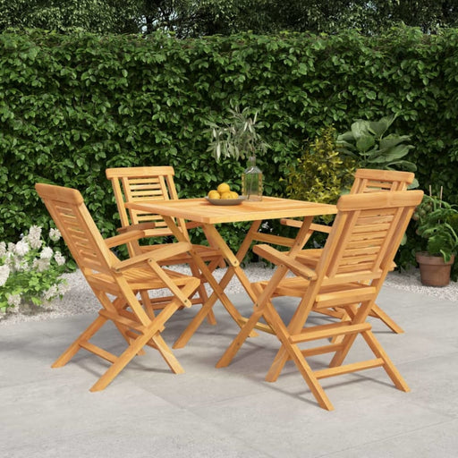 5 Piece Garden Dining Set Solid Wood Teak Toppbtp