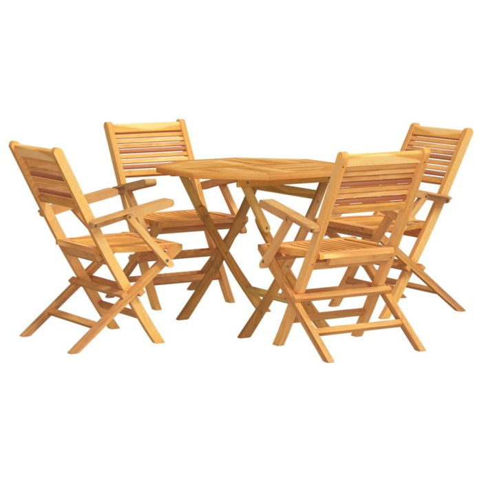 5 Piece Garden Dining Set Solid Wood Teak Toppbtx