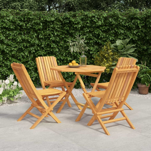 5 Piece Garden Dining Set Solid Wood Teak Toppbxi